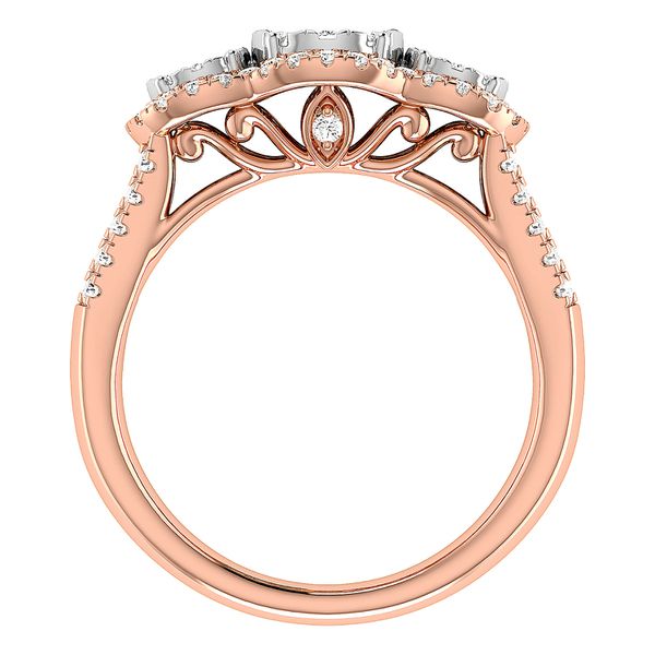 3 Stone Cluster Split Shank Diamond Engagement Ring 0.85ctw - 14k Solid Gold - All Natural