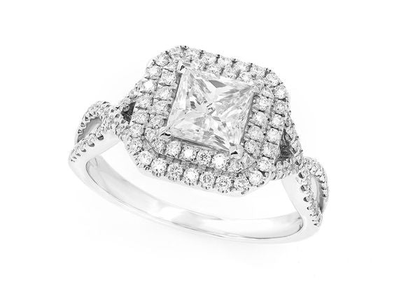 Princess Halo Twist Diamond Ring 14k Solid Gold 1.70ctw