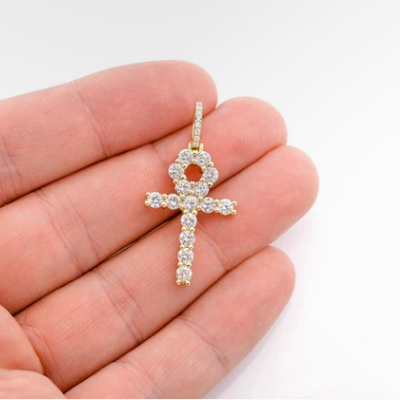 ANKH DIAMOND PENDANT 14K SOLID GOLD 2.35CTW