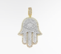 EVIL EYE DOUBLE LAYER HAMSA PENDANT 14K SOLID GOLD 4.85CTW