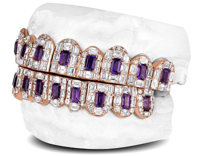 JDTK-G4060-Emerald Diamonds and Emerald Shaped Purple Amethyst