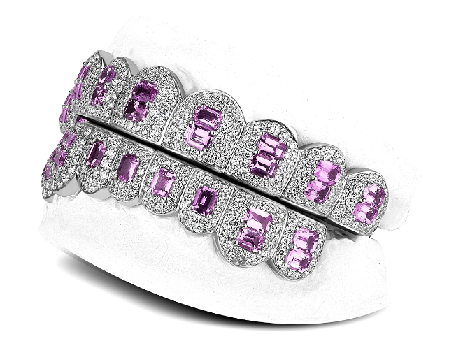 JDTK-G4060-Honeycomb Prong/ Pink Emerald Cut