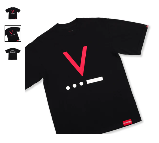 V FOR VICTORY CODE T-SHIRT - CARBON WASHED BLACK