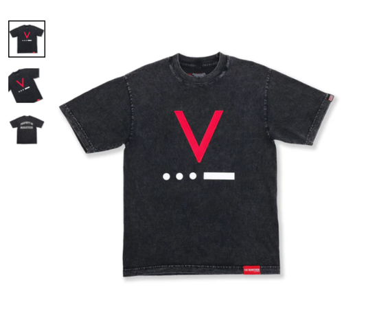 V FOR VICTORY CODE T-SHIRT - CARBON WASHED BLACK