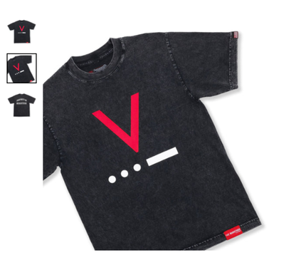 V FOR VICTORY CODE T-SHIRT - CARBON WASHED BLACK