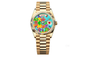 Rolex 128238 Day-Date 36 36mm 18k Yellow Gold Turquiose Emoji Puzzle Dial Full Set - Box & Papers Included