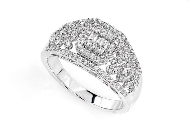 0.50ctw Antique Style Baguette Cluster Halo - Diamond Engagement Ring - All Natural