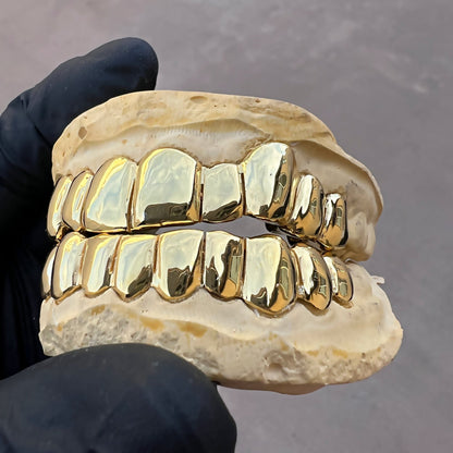 Real Solid 10K Gold or 14K Gold Teeth Permanent Cuts Perm Custom Grillz