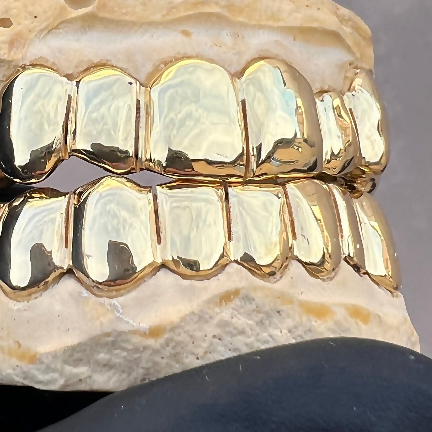 Real Solid 10K Gold or 14K Gold Teeth Permanent Cuts Perm Custom Grillz